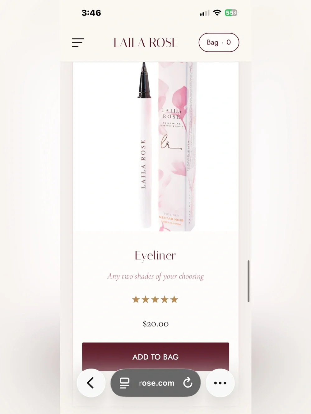 Laila Rose Liquid Eyeliner — White & Pink Packaging